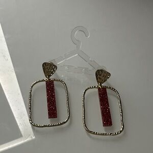 Elegant Gold and Red Dangle Earrings